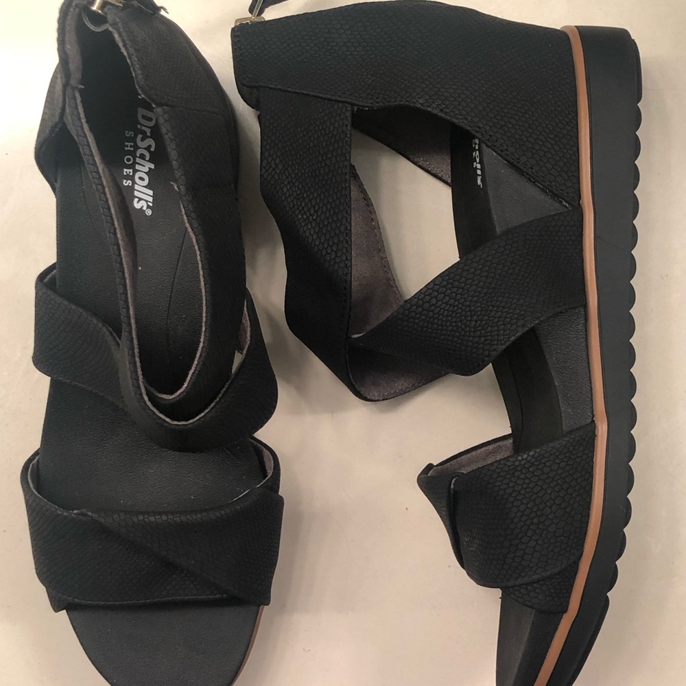 Dr. Scholl's Black Wedge Sandals NWOT